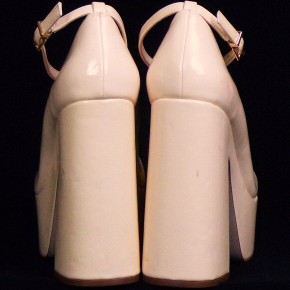 JESSICA SIMPSON size 9M JS-MACEE nude-beige ultra-high-heel platform pumps - Picture 4 of 16